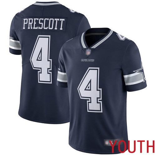 Youth Dallas Cowboys Limited Navy Blue Dak Prescott Home #4 Vapor Untouchable NFL Jersey->youth nfl jersey->Youth Jersey